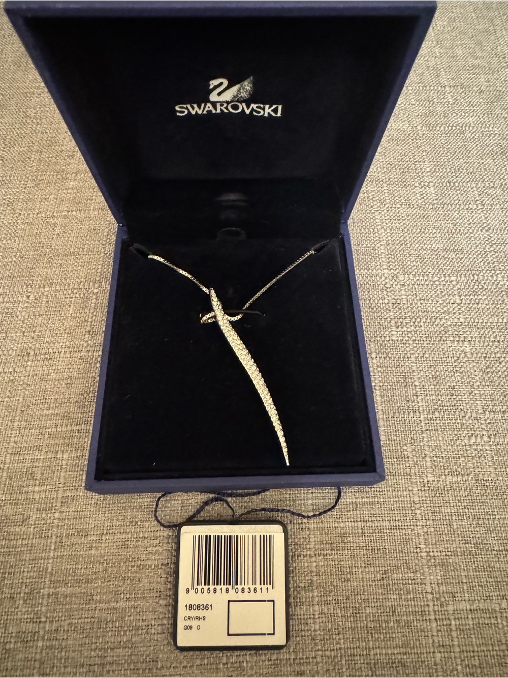 Swarovski Aline Crystal Pendant Necklace Rhodium Plated w/Box